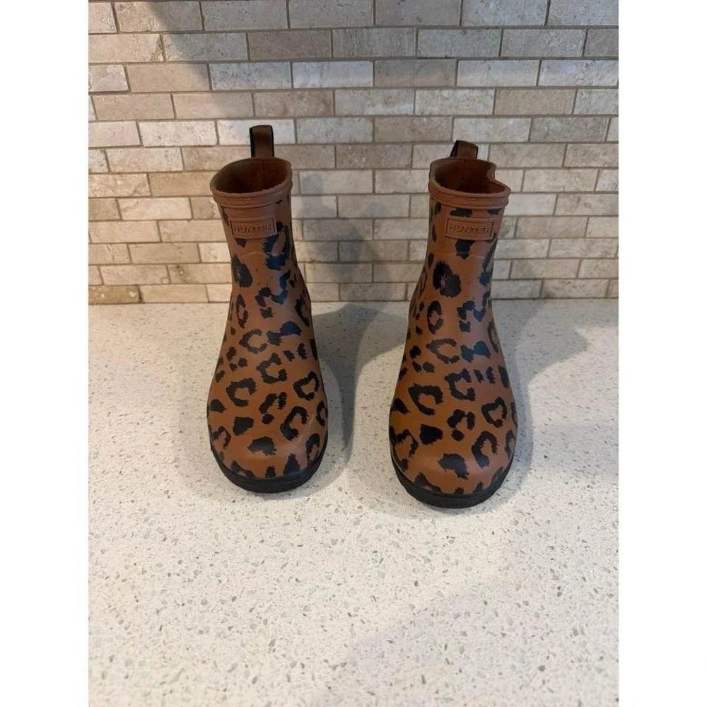 Hunter Rain Boots Womens 6 Short Cheetah‎ Biker